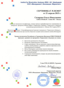 Сертификат Института биоструктурного анализа IBSA AG (Швейцария)